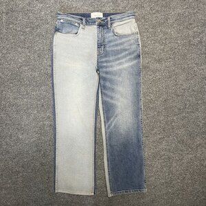 Current/Elliott Two-Tone High-Rise Straight-Leg Jeans Womens Size 28